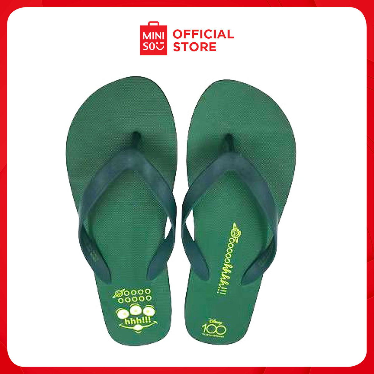 MINISO Disney 100 Smile Faces Collection Men's Flip-Flops (Green