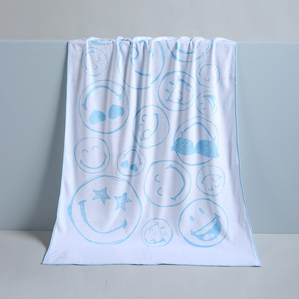 MINISO SmileyWorld Collection Printed Microfiber Bath Towel(Blue