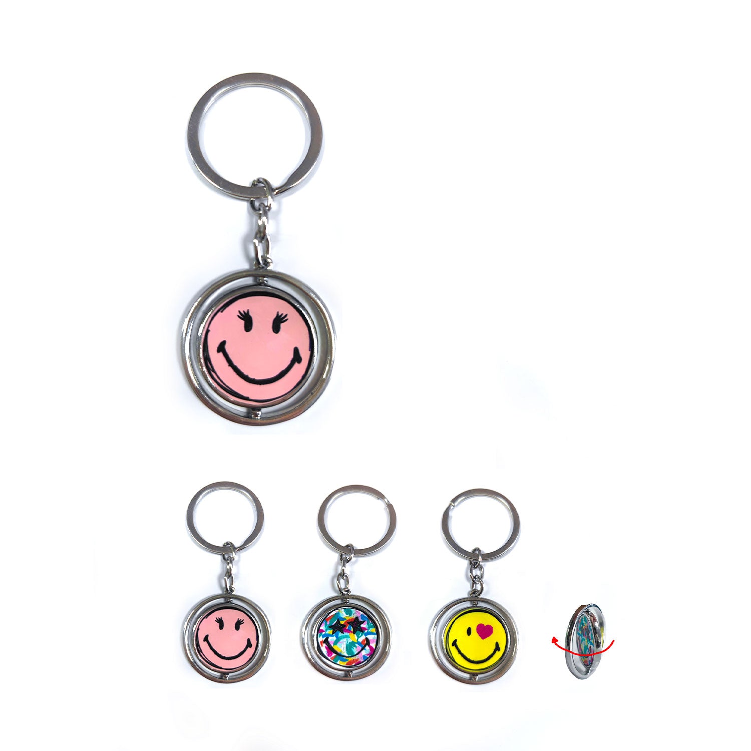 MINISO CLEARANCE SALE Smiley World Collection Revolving Metal Keychain