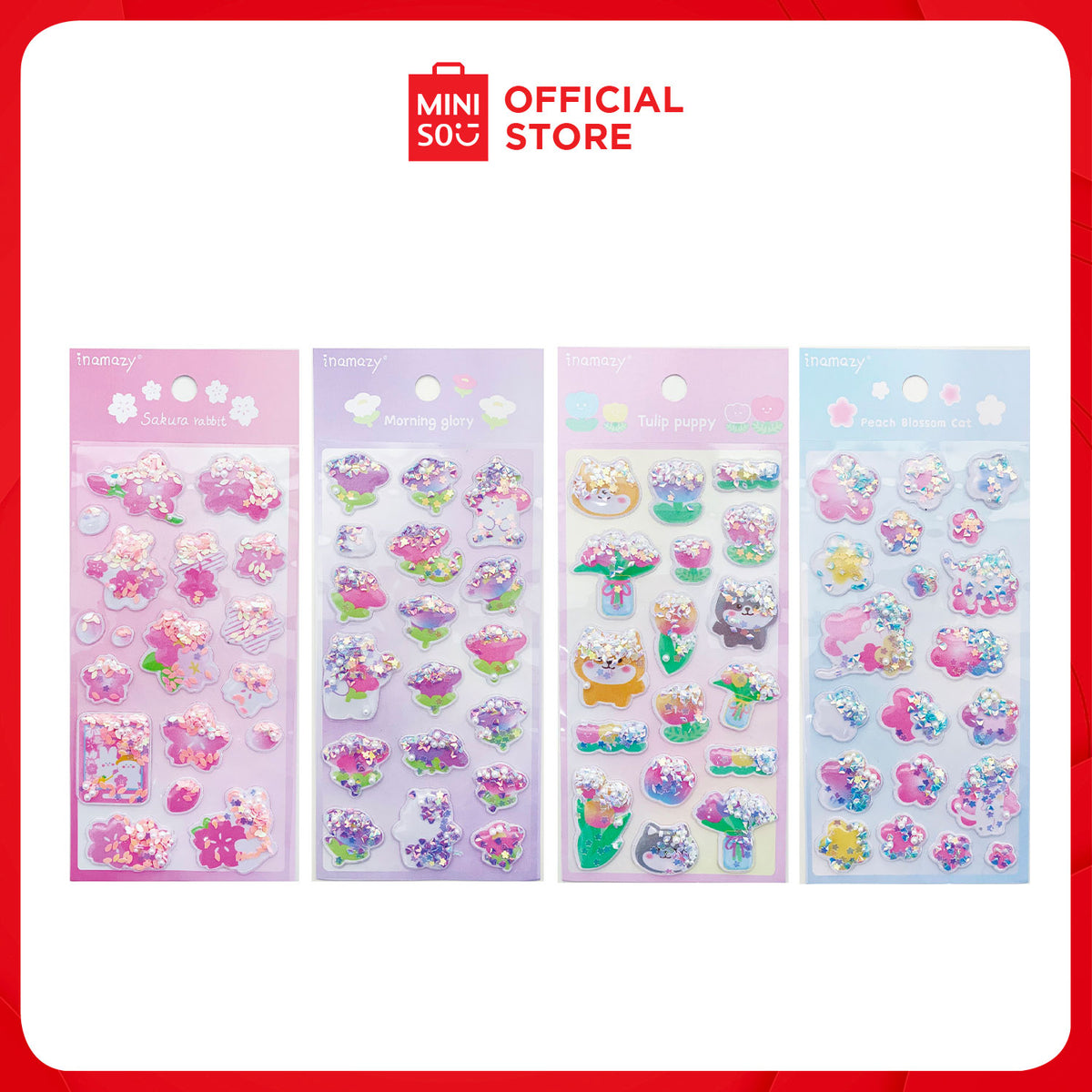 MINISO Flower Glitter Shaker Stickers (4 Assorted Models) – Miniso ...