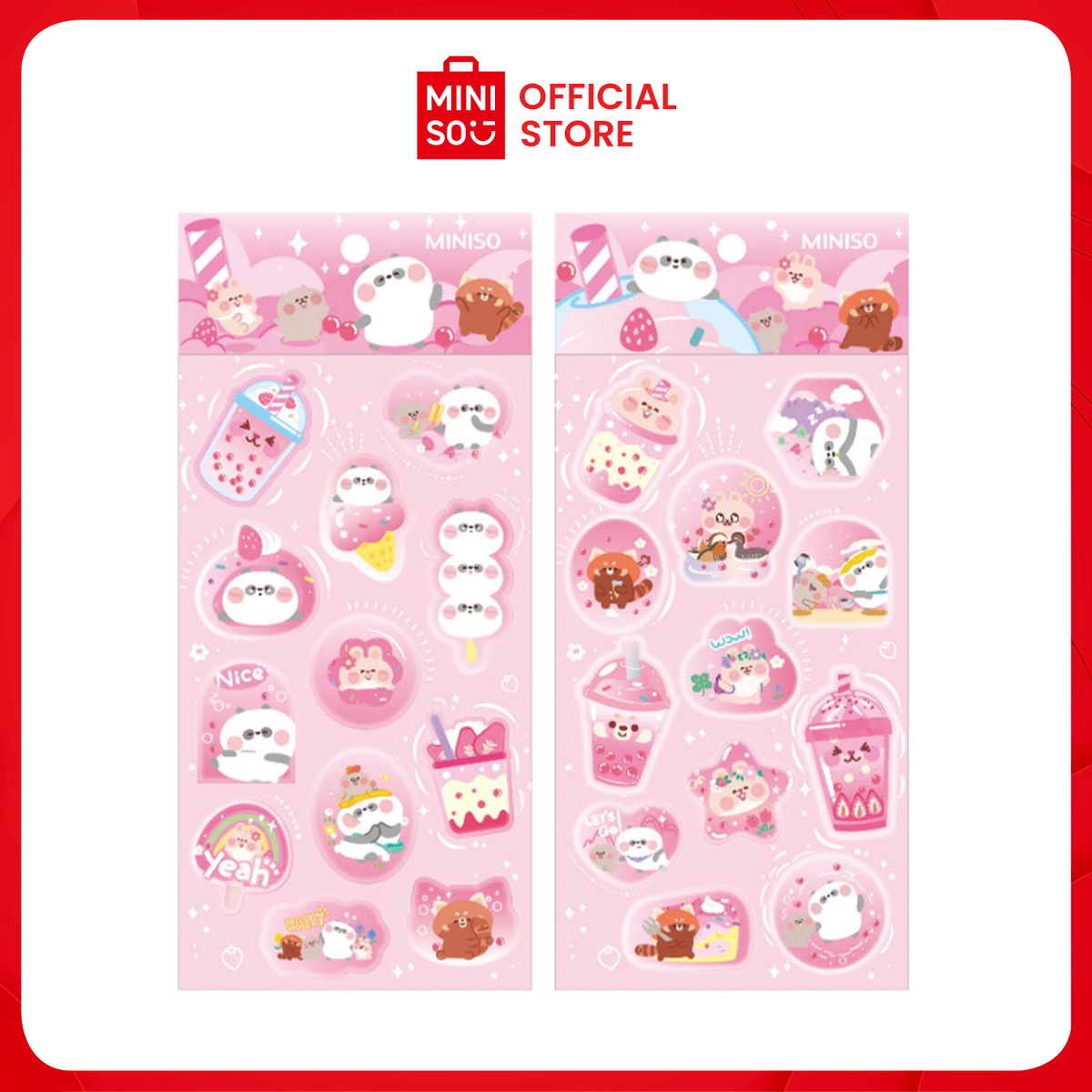 MINISO Bubble Tea Series Pink Liquid Stickers 10x22cm – Miniso ...