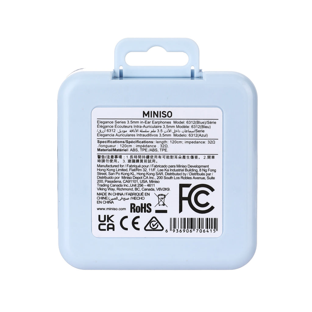 MINISO Elegance Series in-Ear Earphones Model: 6312(Blue