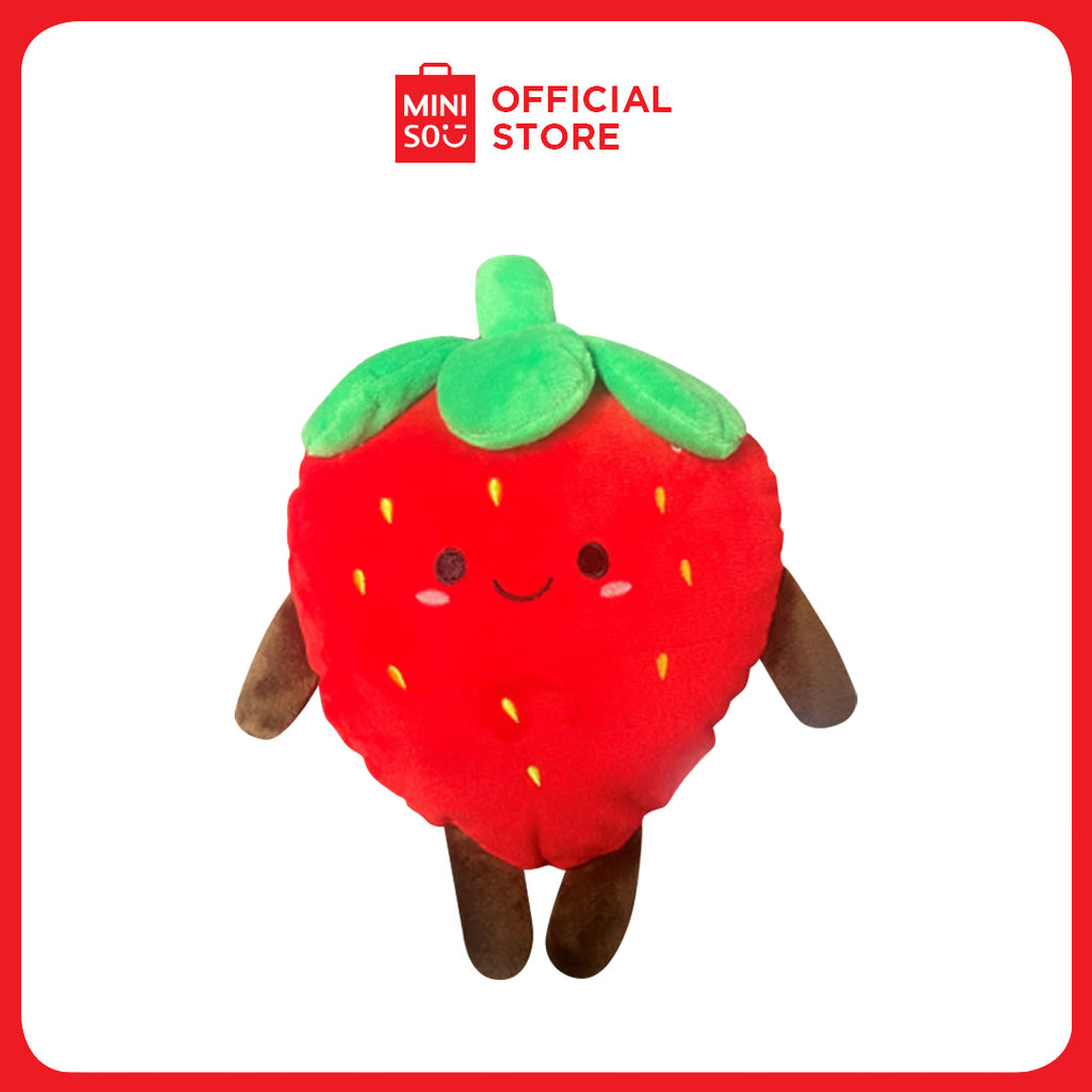 MINISO 8in. Strawberry Food Plush Toy – Soft & Cute Stuffed Toy