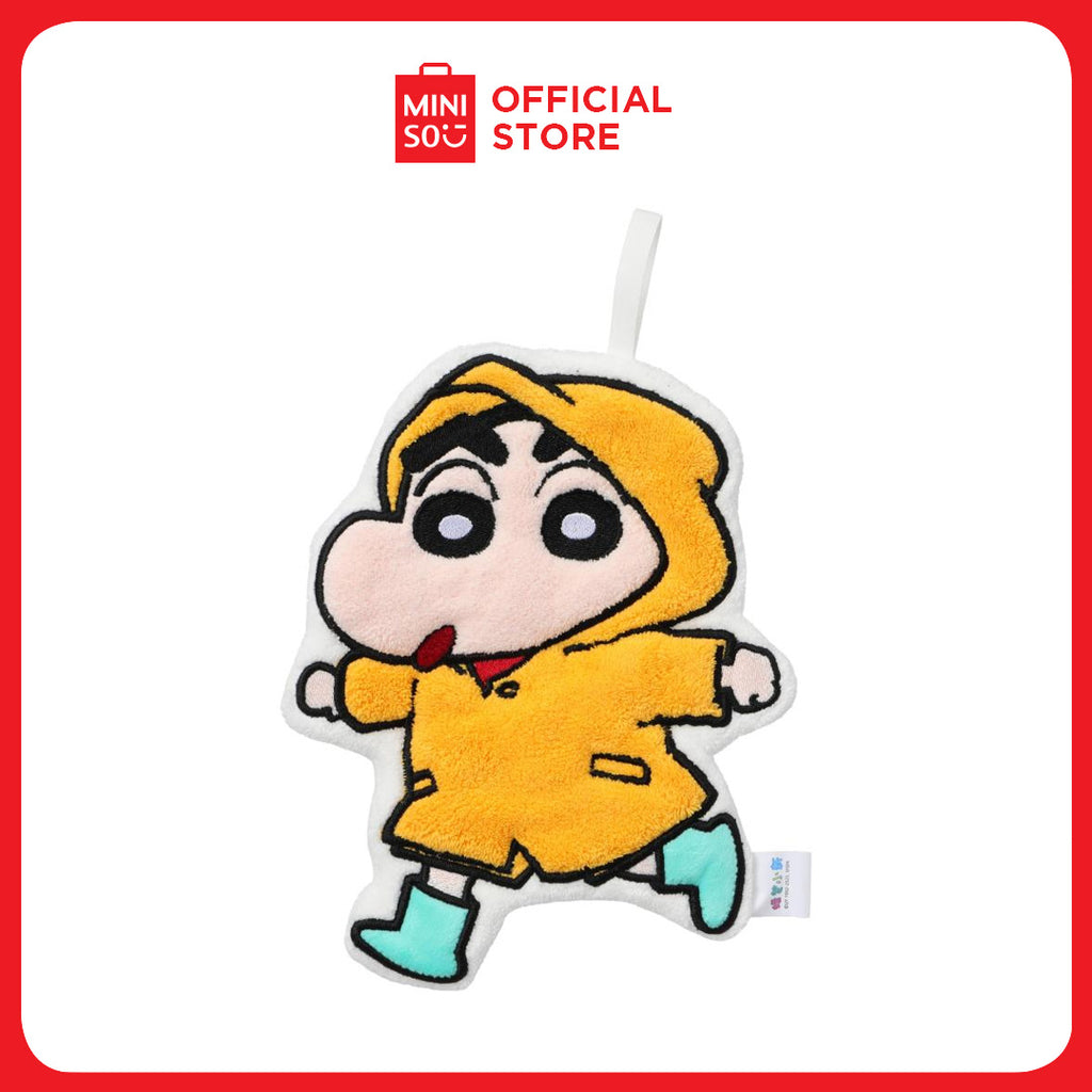 Official MINISO Crayon Shinchan Hand Towel in Rain Poncho Design – Soft and Cute Towel for Kids and Fans