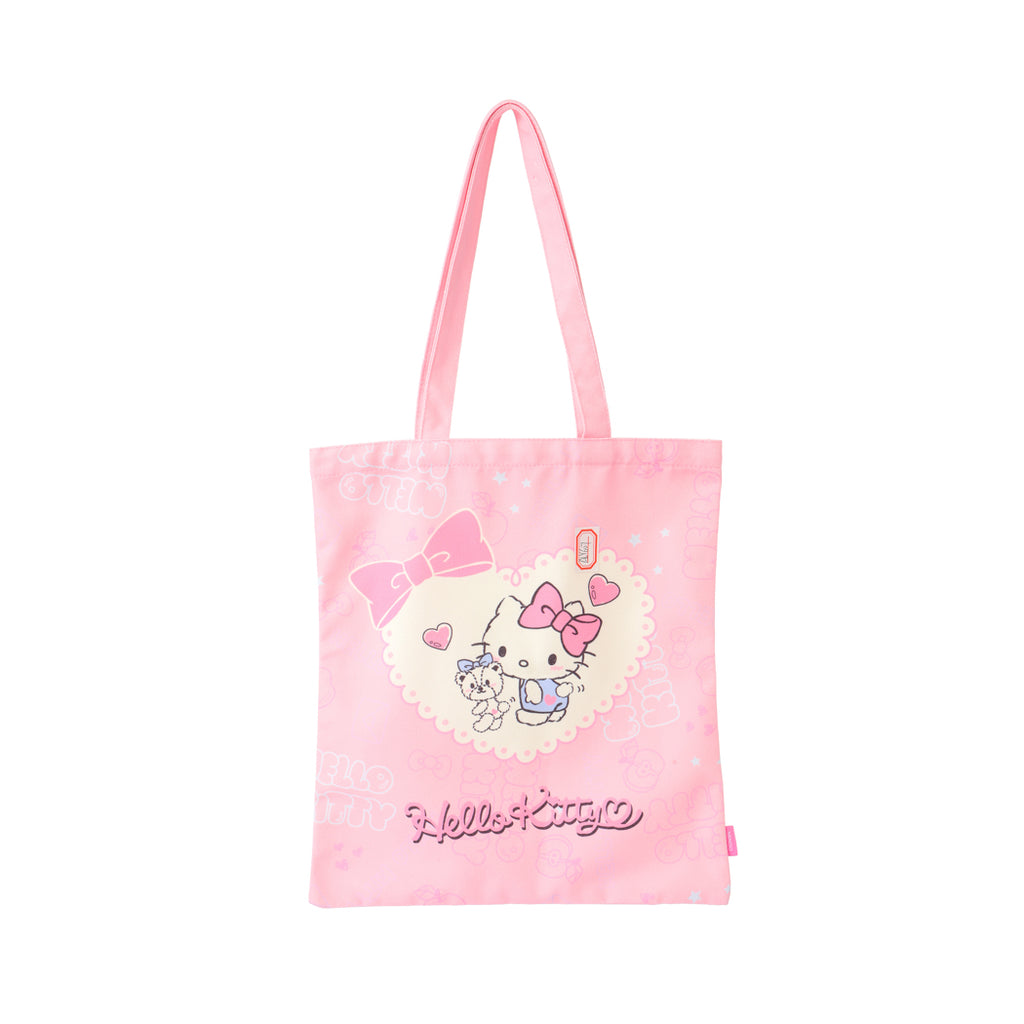 MINISO Hello Kitty Pink Flat Shopping Bag – Cute Reusable Tote for Shopping and Travel