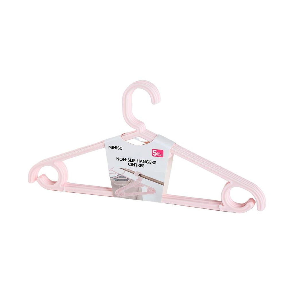 MINISO Non Slip Hangers Set 5pcs Pink – Space Saving Closet Organizer