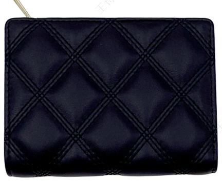 MINISO Women’s Diamond Pattern Quilted Bifold Short Zipper Wallet in Black