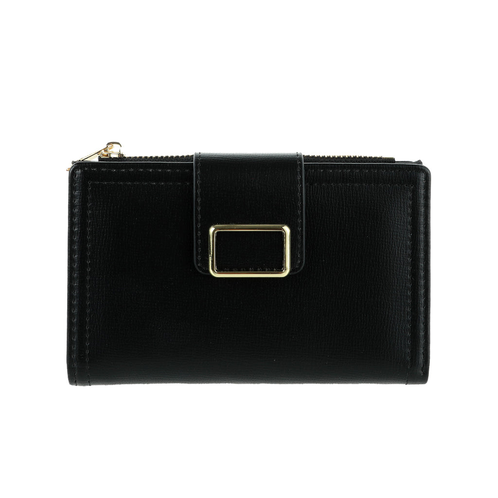 MINISO Women’s Rectangle Hardware Short Wallet Black – Elegant Compact Wallet