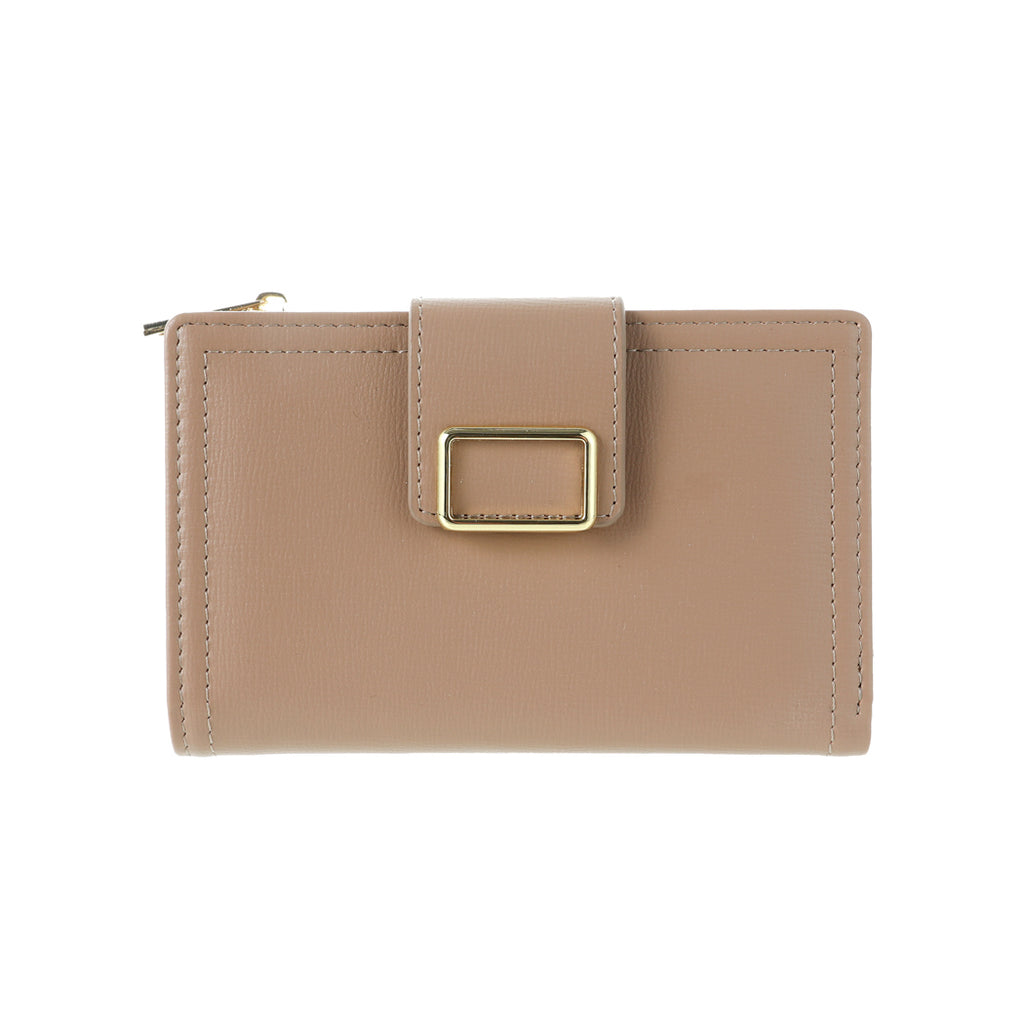 MINISO Women’s Rectangle Hardware Short Wallet Latte – Elegant Compact Wallet