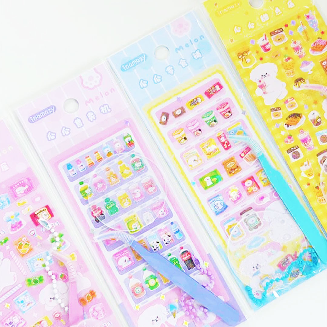 MINISO Melon Vending Machine Acrylic Piece & Deco Stickers Set (4 Asso ...