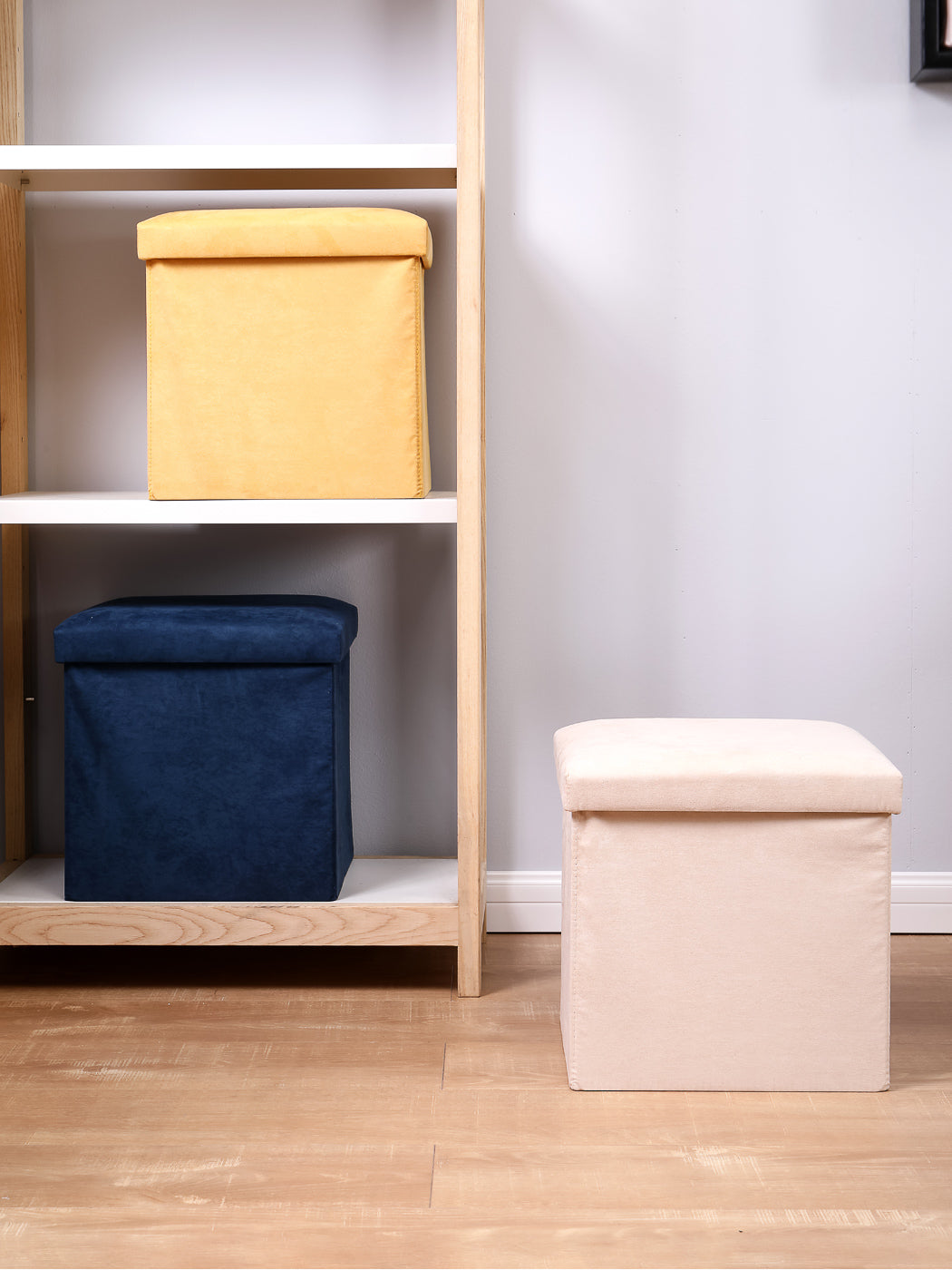 Suede Fabric Square Storage Stool 33cm Yellow Miniso Philippines